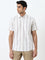 WES Casuals Beige Striped Relaxed-Fit Cotton Shirt