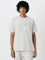 Studiofit Off-White Text Printed Relaxed-Fit Cotton T-Shirt