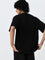 Studiofit Black Textured Relaxed Fit T-Shirt