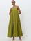 Vark Green Embellished A-Line Dress