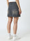 Nuon Dark Blue Washed Mid-Rise Denim Skirt