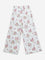 Utsa Kids White Floral Print High-Rise Cotton Palazzos (8-14 Years)