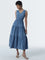 LOV Blue Gingham Checks Design Tiered Dress