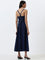 LOV Dark Blue A-Line Denim Dress