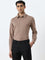 WES Formals Brown Solid Slim-Fit Shirt