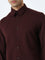 WES Formals Burgundy Solid Slim-Fit Shirt