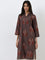 Utsa Brown Abstract Printed Straight Cotton Kurta