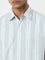 WES Casuals Light Teal Striped Relaxed-Fit Cotton Shirt