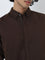 Nuon Dark Brown Solid Slim-Fit Cotton Shirt