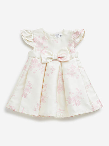 HOP Baby Off-White Floral Printed Party Dress