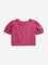 Utsa Kids Dark Pink Floral Embroidered Cotton Ethnic Top (2-8 years)