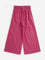 Utsa Kids Dark Pink Solid Mid-Rise Cotton Palazzos (8-14 years)