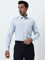 WES Formals Light Blue Slim-Fit Cotton Shirt