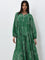 Utsa Green Bandhani Printed Fit-and-Flare Tiered Dress