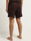 Wunderlove Dark Brown Ribbed Textured High-Rise Shorts