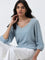 LOV Light Blue Ribbed Textured Top