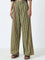 Bombay Paisley Green Striped High-Rise Cotton Blend Pants