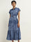 LOV Blue Leaf Printed Tiered Shirt Dress with Belt