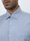 WES Formals Dusty Blue Slim-Fit Cotton Shirt