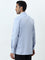 WES Formals Blue Self-Patterned Relaxed-Fit Cotton Shirt