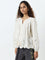 Bombay Paisley Off-White Floral Embroidered Cotton Blouse