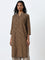 Utsa Brown Printed Straight Cotton Kurta