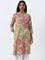 Utsa Green Floral Printed Straight Cotton Kurta