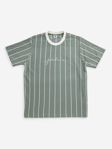 Y&F Kids Sage Stripe Printed T-Shirt