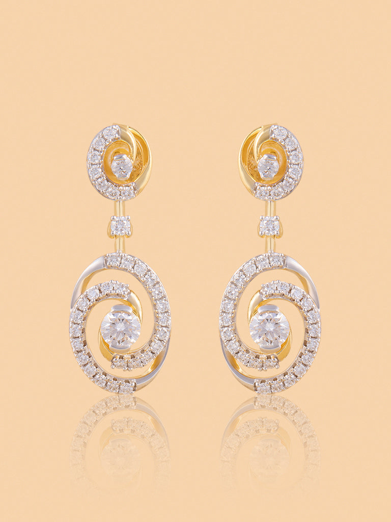Dual Spiral Drop Earrings with Lab Diamond