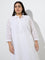 Diza White Schiffli Embroidered Cotton A-Line Cotton Kurta