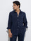 Ascot Navy Solid Relaxed-Fit Linen Shirt