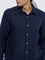 Ascot Navy Solid Relaxed-Fit Linen Shirt