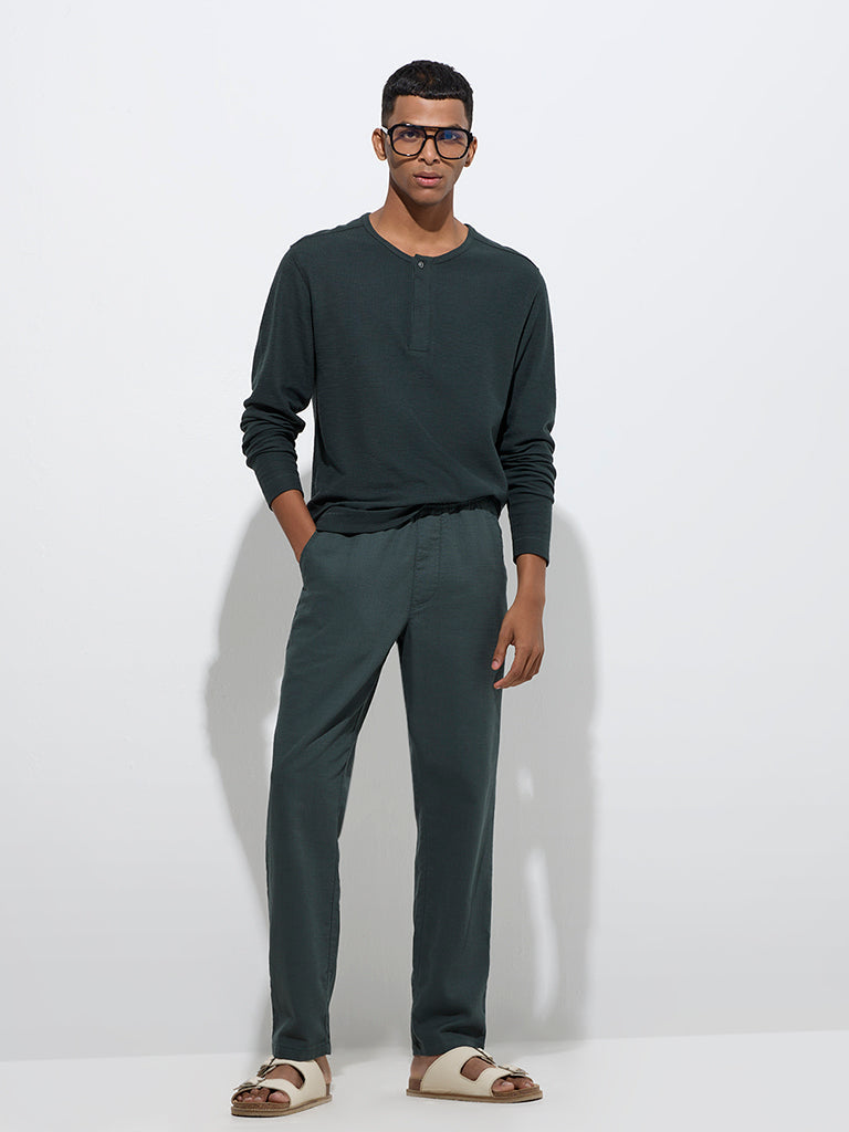 ETA Dark Green Relaxed-Fit Mid-Rise Cotton Chinos