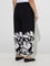 Gia Black Floral Design Mid-Rise Pants