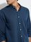Ascot Navy Solid Relaxed-Fit Linen- Blend Shirt
