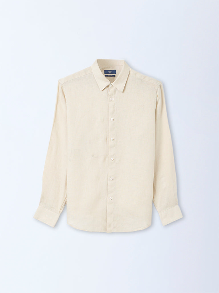 Ascot Beige Relaxed-Fit Linen Shirt