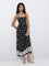 Bombay Paisley Black Floral Pattern A-Line Dress