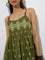 Bombay Paisley Olive Botanical Design Cotton Tiered Dress