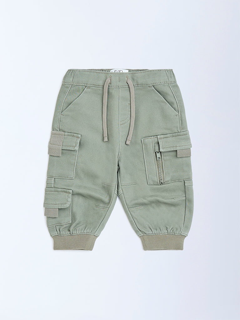HOP Baby Sage Mid-Rise Cotton-Blend Joggers