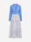 Bombay Paisley Blue Foliage Cotton Tiered Dress with Jacket