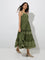 Bombay Paisley Olive Floral Cotton Tiered Dress with Jacket