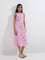 Bombay Paisley Pink Printed Cotton-Blend A-Line Dress