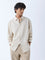 ETA Light Beige Self-Striped Relaxed-Fit Cotton Shirt