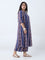 Diza Indigo Striped A-Line Kurta