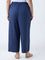 Diza Navy Solid Ethnic Pants