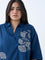 Diza Navy Embroidered Cotton Tunic