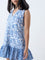 Bombay Paisley Blue Floral Detailed Cotton A-Line Dress