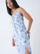 Bombay Paisley Blue Botanical Design Cotton Straight Dress