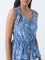 Bombay Paisley Blue Floral Pattern Cotton Peplum Top