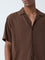 ETA Brown Crinkle-Textured Relaxed-Fit Cotton Shirt